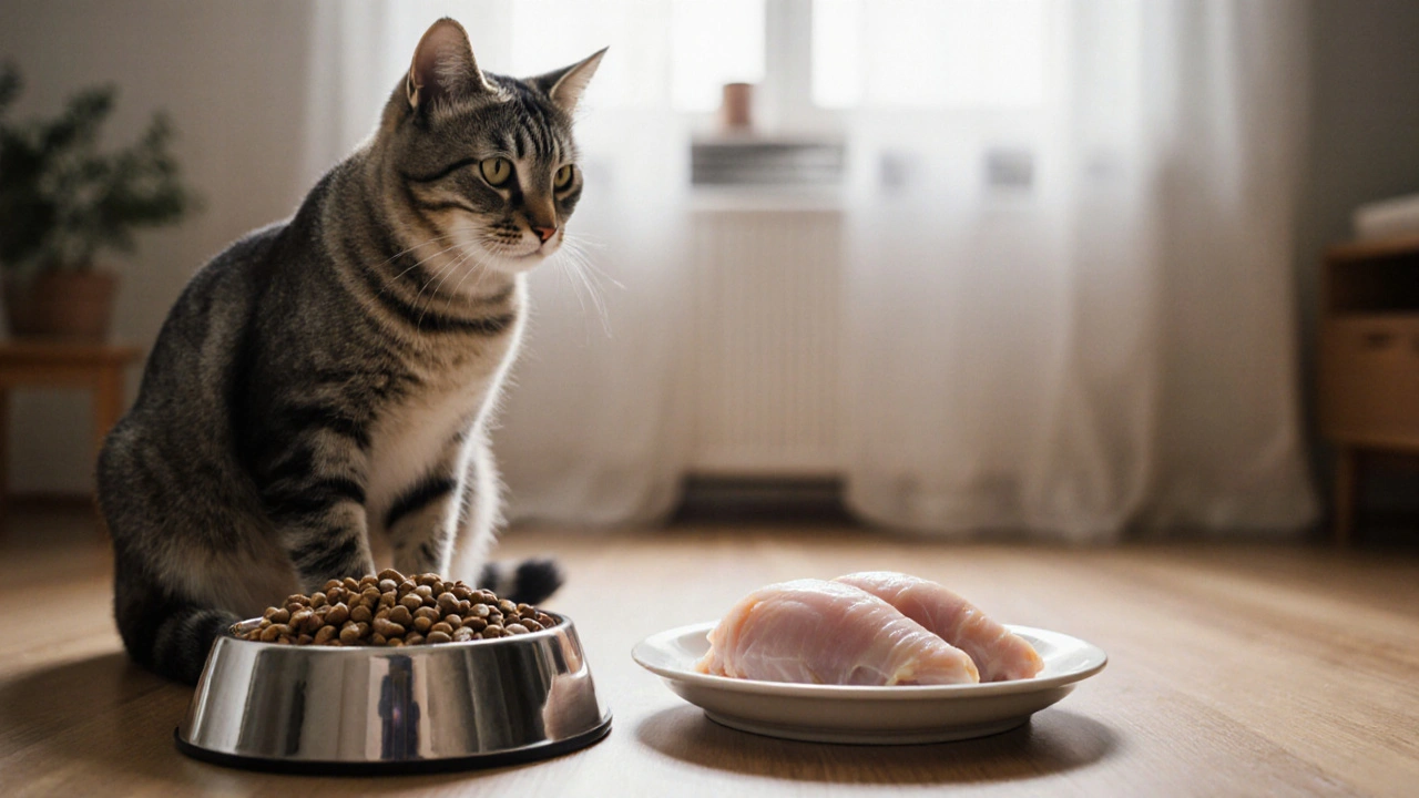 Можно ли кормить кота курицей и сухим кормом одновременно