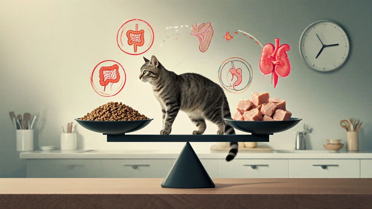 Схема баланса питательных веществ: курица нарушает соотношение кальция и фосфора у кошки.