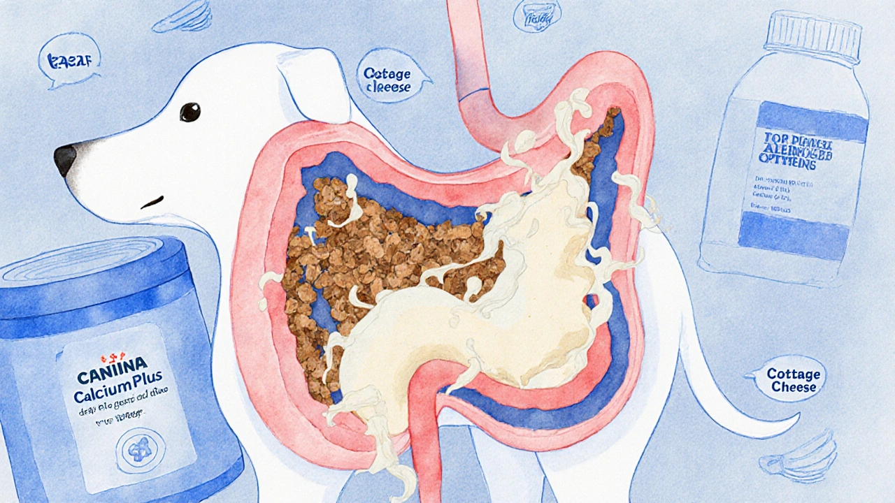 Схема пищеварения собаки: сухой корм и творог перевариваются по-разному.