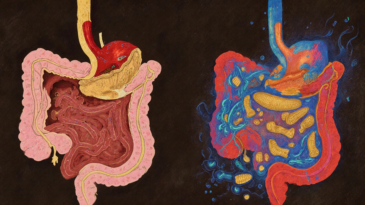 Сравнение внутренних органов кошки: здоровые на одном side, повреждённые красителями и субпродуктами на другом.