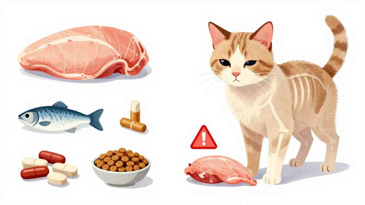 Сравнение сбалансированного рациона кошки и питания только курицей.