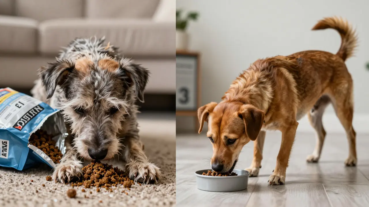 Две стороны одной собаки: до и после перехода с Purina на более качественный корм.