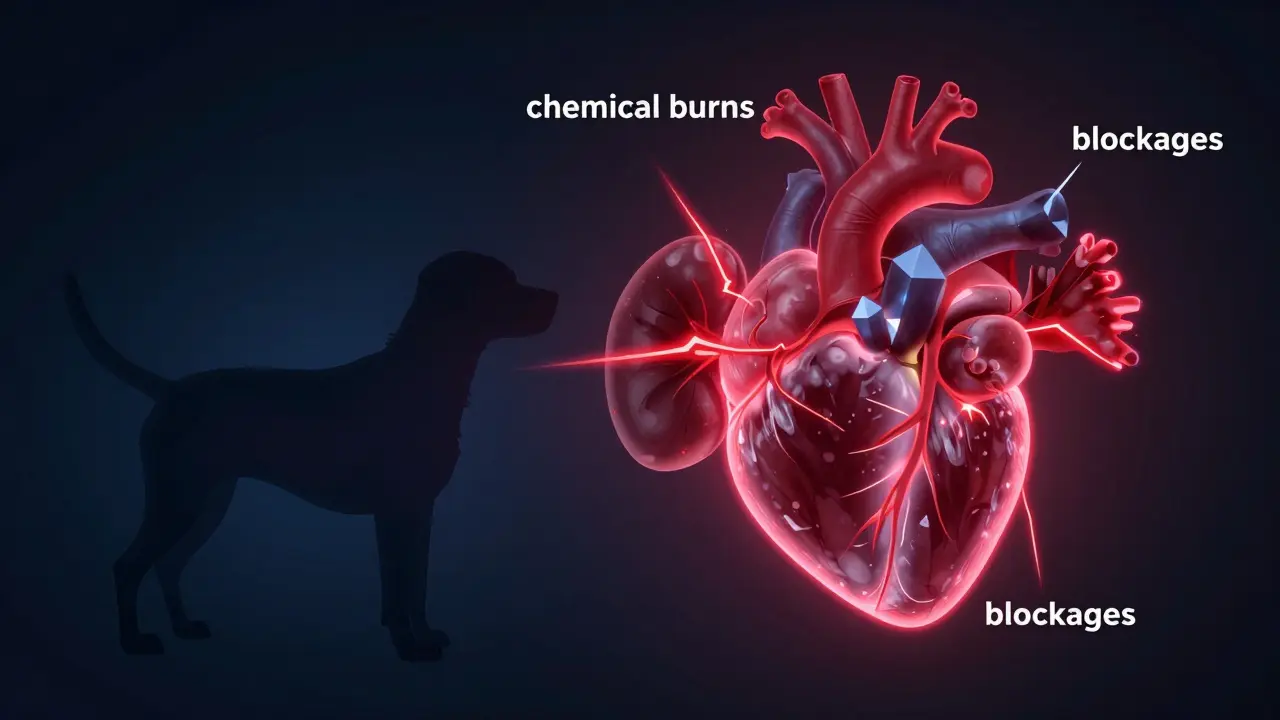 Концептуальное изображение воздействия токсинов на сердце и почки собаки