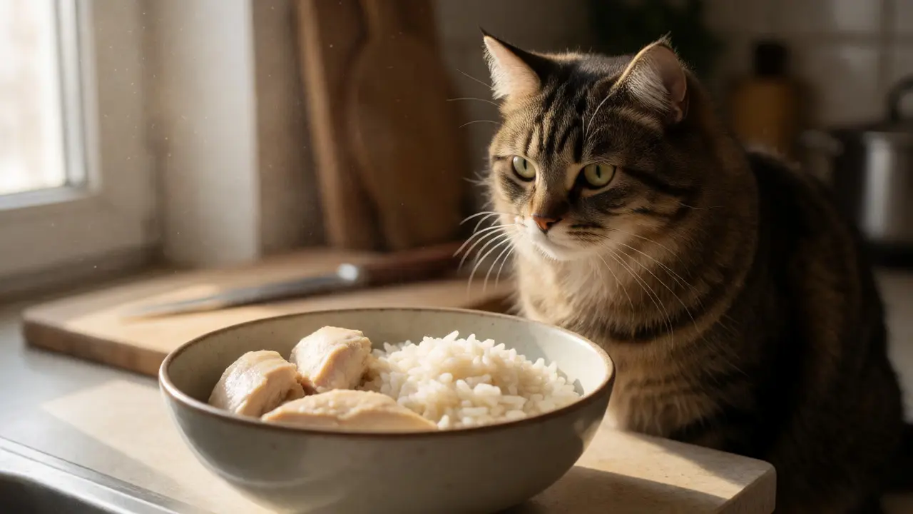 Вареная курица и рис для кошки: можно ли кормить каждый день?